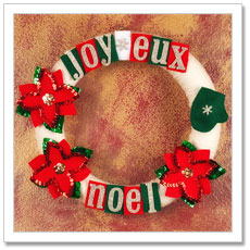 Sequined Poinsettia Yarn Wreath